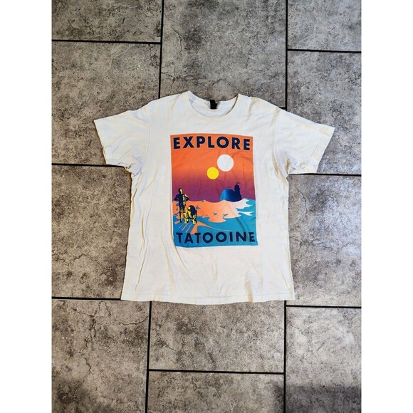 Tultex Mens Large Explore Tatooine Disney's Star Wars T Shirt Cream Colored - Picture 11 of 11